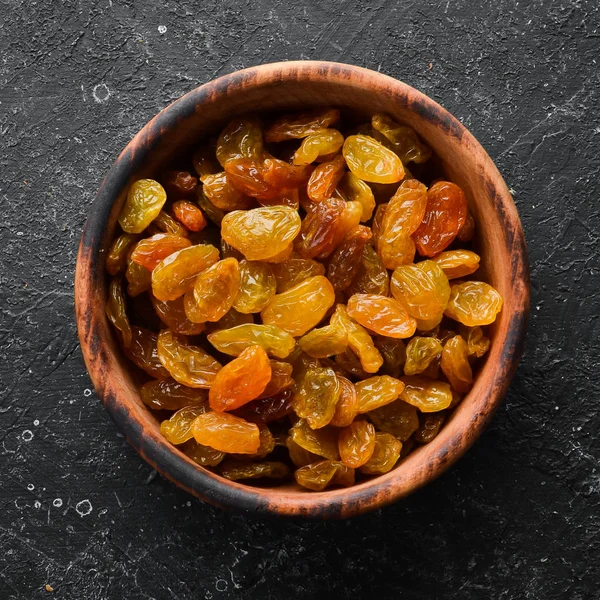 Raisins White Grapes Bowl Dried Fruits Top View Free Space — Stock Photo, Image