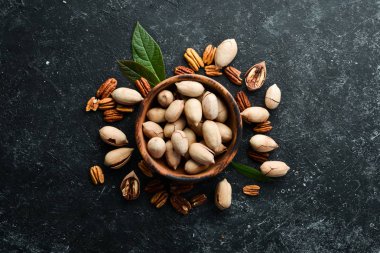 Kavanozda fındık. Sağlıklı beslenme. Üst Manzara. Metnin için boş yer.