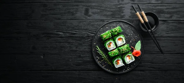 Green Sushi Japanese Sushi Chuka Salad Asian Diet Food Top — Stock Photo, Image