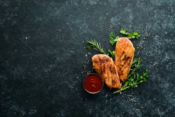 Sült Csirkemell Fűszerekkel Rozmaringgal Első Látásra Grill — Stock Fotó