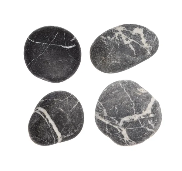 Csíkos fekete kövek, fehér háttér — Stock Fotó