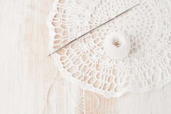 Crafts, crochet, crochet doily — Stock Photo, Image