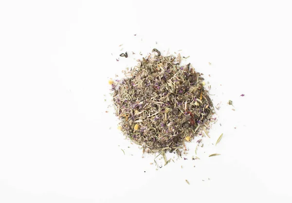 The mixture of herbs on a white circle — Stock Photo, Image