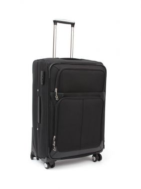Road black suitcase with handle on white clipart