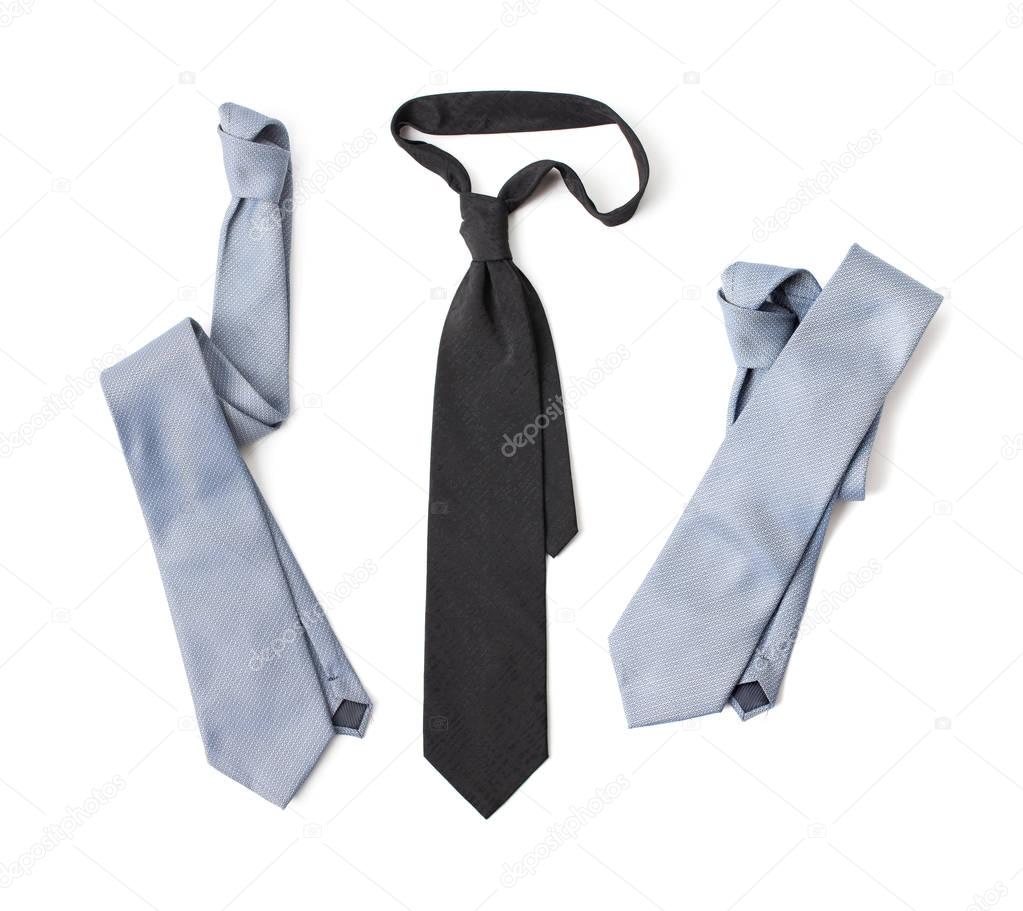 Three classic necktie on white background