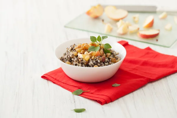 Christmas porridge with chopped apples — Stock Photo, Image