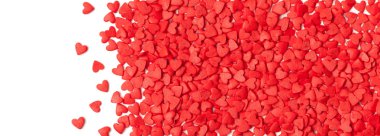 Kırmızı arka plan ile küçük kırmızı kalpler. Alan metni kopyalayın.