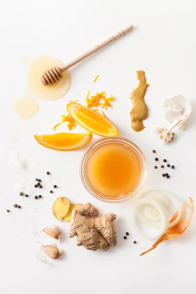 Set of spices for barbecue marinade on white background — Stock Photo, Image