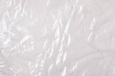 Beyaz arkaplanda polietilen şeffaf bir filmin arkaplan dokusu