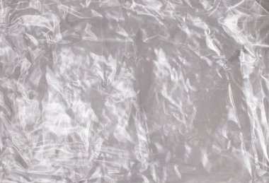 Beyaz arkaplanda polietilen şeffaf bir filmin arkaplan dokusu