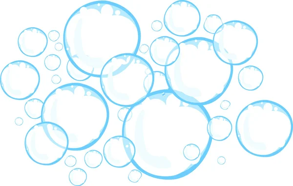 Bright blue soap bubbles on white background — Stock Vector