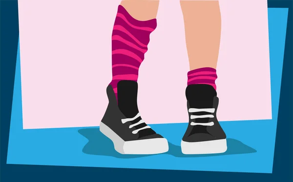 Concepto Moda Usar Zapatillas Deporte Por Adolescentes Ilustración Vectorial Fondos — Vector de stock