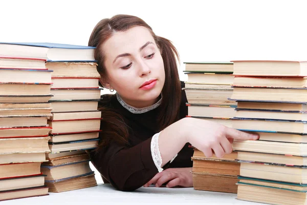 Education and school concept - smiling little student girl with — Stock Photo, Image