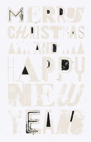 Joyeux Noël et bonne année. Carte de Noël de style vintage typographique ou design d'affiche. Illustration vectorielle grunge rétro . — Image vectorielle