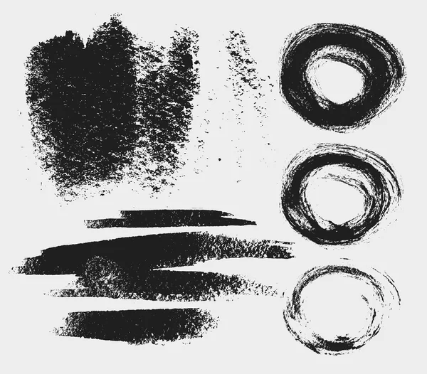 Vector set of hand drawn grunge brush strokes and stains. — ストックベクタ