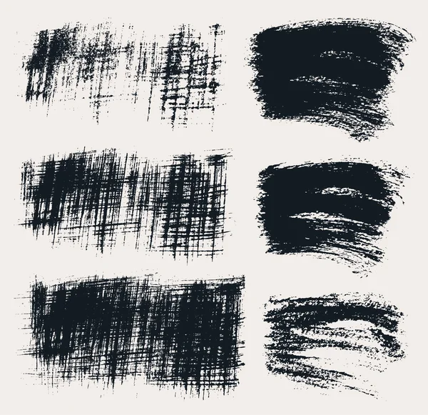 Vector set of hand drawn grunge brush strokes and stains. — Stock Vector