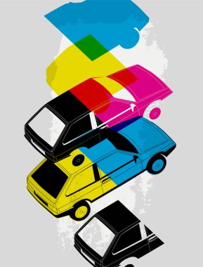 Retro araba tipografik vintage tarzı arka plan. Vektör çizim.