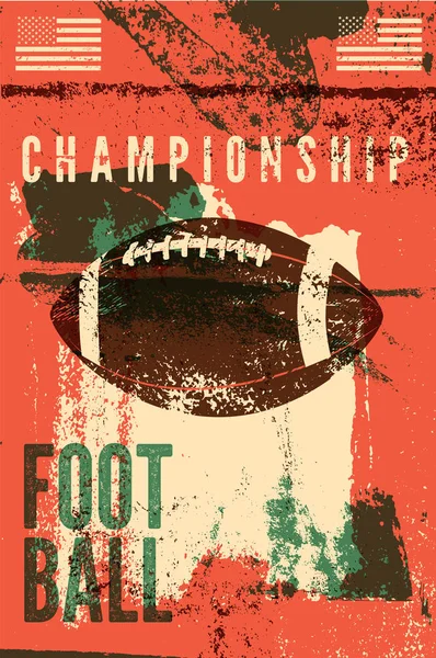 Amerikan futbolu tipografik klasik grunge tarzı poster. Retro vektör illüstrasyonu.