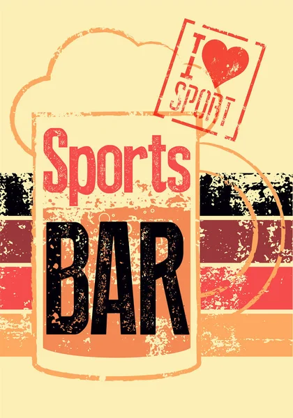 Sports Bar tipográfico estilo vintage grunge cartaz. Ilustração vetorial retrô . — Vetor de Stock