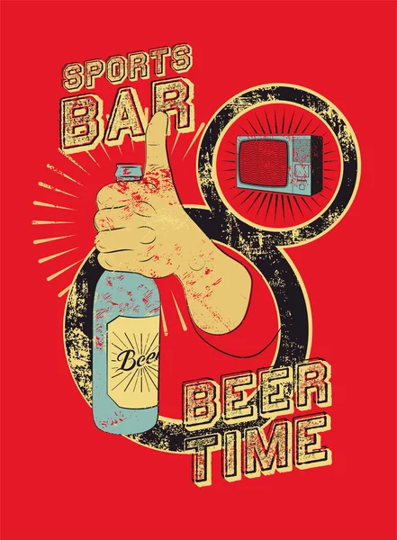 Sports Bar tipográfico estilo vintage grunge cartaz. Ilustração vetorial retrô . — Vetor de Stock