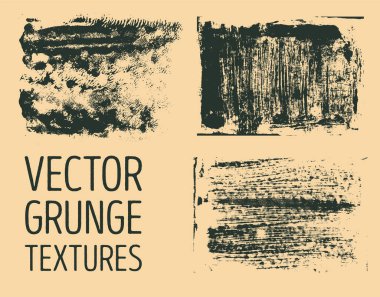 Tek renkli tasarlamak vektör grunge textures. Elle çizilmiş fırça darbeleri ve lekeleri.