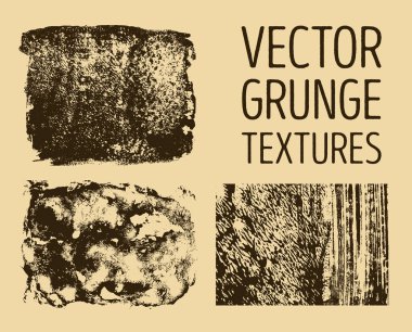 Tek renkli tasarlamak vektör grunge textures. Elle çizilmiş fırça darbeleri ve lekeleri.