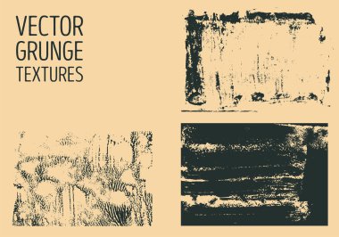 Tek renkli tasarlamak vektör grunge textures. Elle çizilmiş fırça darbeleri ve lekeleri.