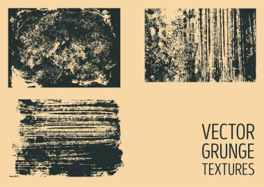 Tek renkli tasarlamak vektör grunge textures. Elle çizilmiş fırça darbeleri ve lekeleri.