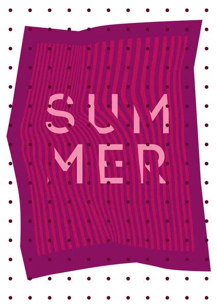 Design de cartaz tipográfico de verão em linhas deformadas fundo geométrico abstrato. Ilustração vetorial . — Vetor de Stock