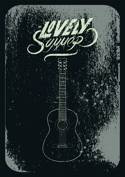 Verano Festival de música grunge diseño de póster tipográfico. Ilustración de vectores retro . — Archivo Imágenes Vectoriales