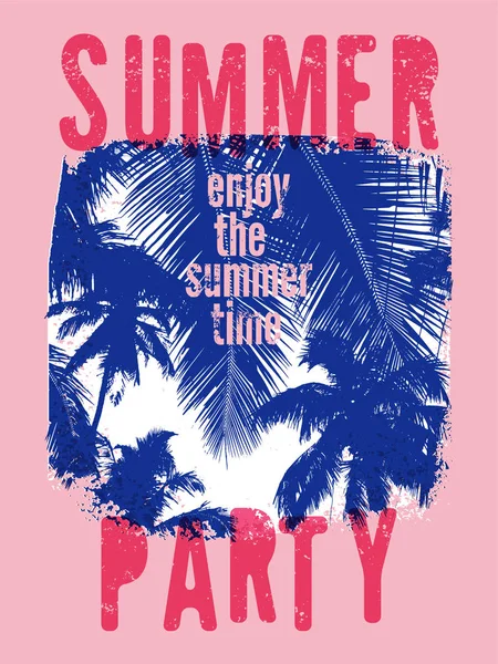 Summer Beach Party design de cartaz vintage grunge tipográfico. Ilustração vetorial retrô. — Vetor de Stock