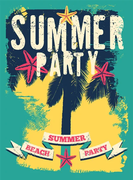 Summer Beach Party typografisk grunge vintage affisch design. Illustration av retrovektor. — Stock vektor