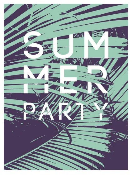 Sommer tropische Party typografisches Vintage Poster Design mit Palmblättern. Retro-Vektor-Illustration. — Stockvektor