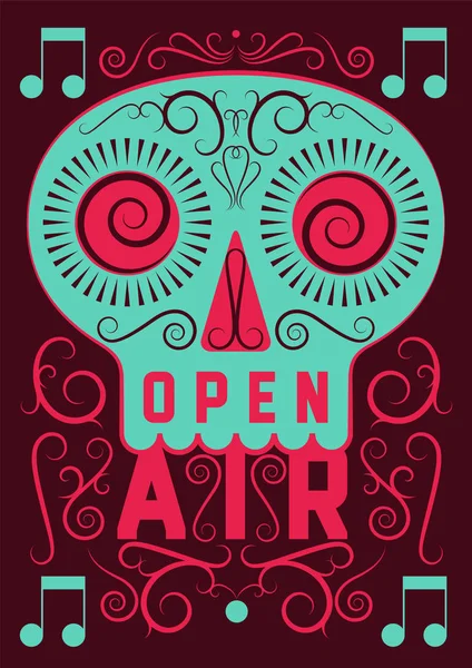 Open Air festa caligrafia estilo vintage poster design. Ilustração vetorial retrô . — Vetor de Stock