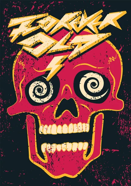 Ewig alt. typografisches Grunge-Party-Plakatdesign mit verrücktem Totenkopf. Retro-Vektor-Illustration. — Stockvektor