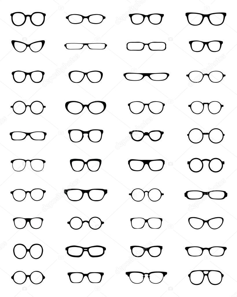 Silhouettes of eyeglasses