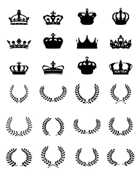 Crowns and laurel wreaths — Stock Vector