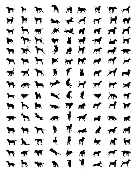 Köpeklerin Silhouettes — Stok Vektör