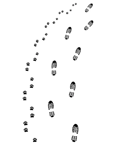 Fußspuren, rechts abbiegen — Stockvektor