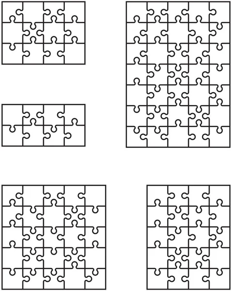 Aparte Stukken Van Vijf Witte Legpuzzels — Stockvector