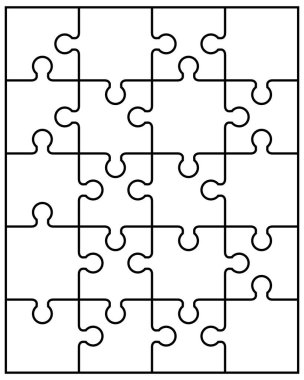 Beyaz bulmaca ayrı bölümlerini gösteren resim