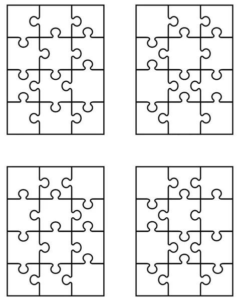 Pezzi Separati Quattro Puzzle Bianchi — Vettoriale Stock