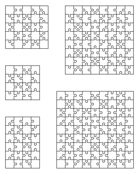 Beş Farklı Beyaz Jigsaw Bulmacalar Ayrı Parçaları — Stok Vektör