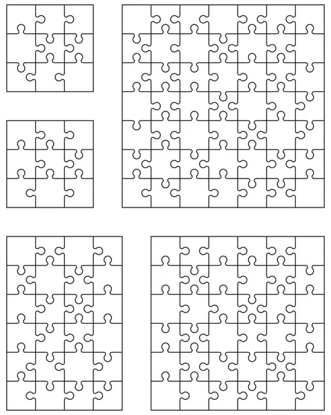 Fünf Verschiedene Weiße Puzzles Separate Teile — Stockvektor