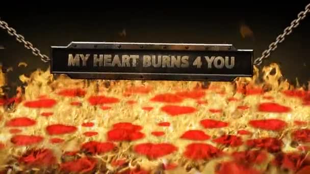 Hjärtat brinner bläddra Valentine 4k Loop — Stockvideo