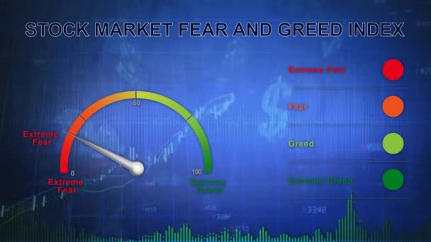 Mercado de ações Sentimento Medo Calibre Azul Dinheiro 4K loop — Vídeo de Stock