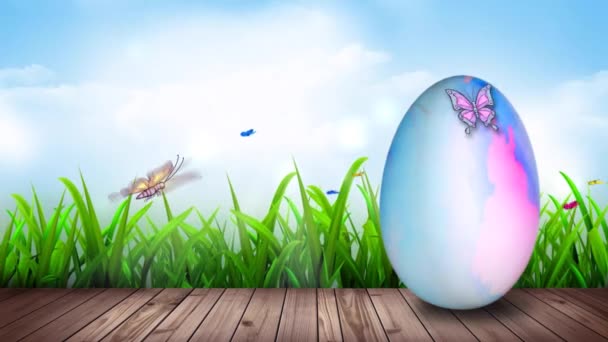 Watercolor Easter Egg on the Boardwalk 4K Loop — Stock Video
