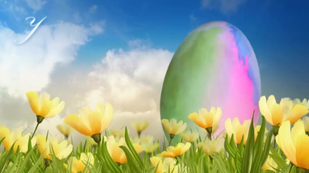 Watercolor Egg Happy Easter in Lilies 4K — Stock Video