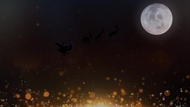 Złoty metaliczny Wesołych Świąt powstają pętli Santa Moon 4k — Wideo stockowe