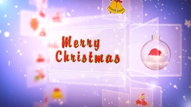 Joyeux Noël Bonne année 2018 Spinning Carousel 4K Loop dispose d'un carrousel tournant les arrêts et révèle un Joyeux Noël Joyeux Nouvel An 2018 message 